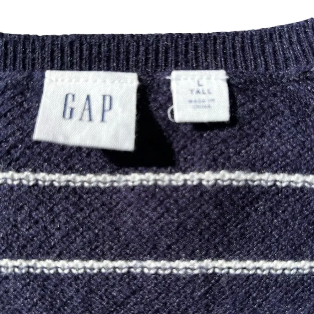 GAP V-neck navy stripe sweater-women's size Large TALL